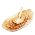 Good Quality Smart Customized Size Disposable Wood Boat Plates Wooden Dishes